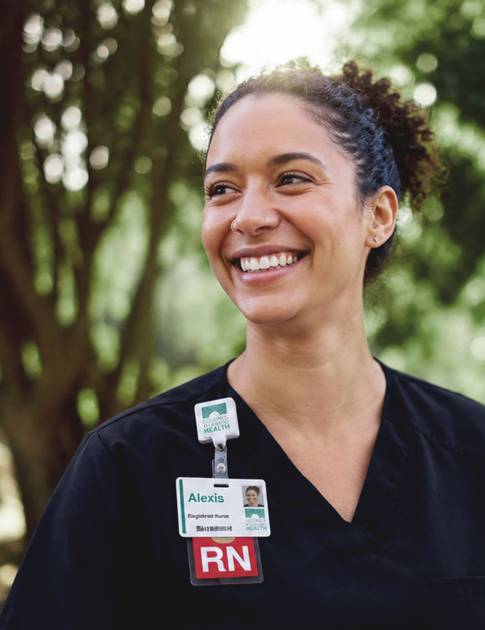 Nurse photographed for a Columbus Regional Health recruitment campaign